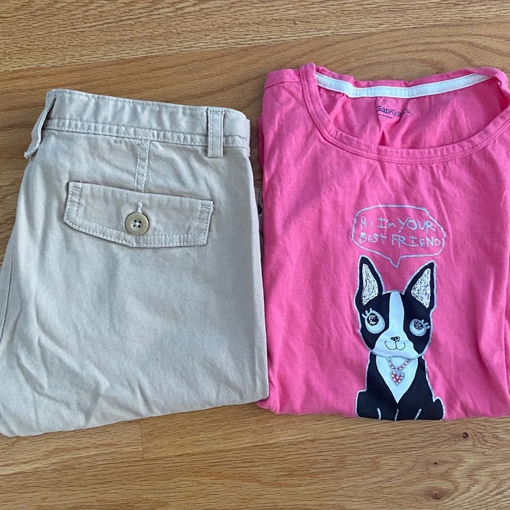 GapKids Khaki Crops + Graphic Short-Sleeve Tee XXL (14-16)